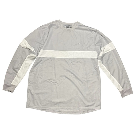 Nike Vintage Y2K 00’s Silver Tag 2XL 100% Nylon Grey White Long Sleeve - Picture 2 of 8